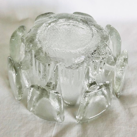 MCM Vintage Viking Glass Finnish Crown Candle Bowl Mid Century Modern - Picture 4 of 7